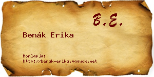 Benák Erika névjegykártya